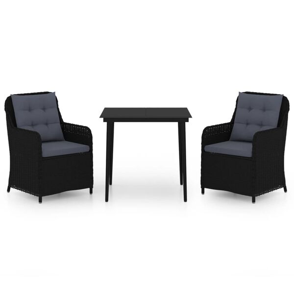 vidaXL 3-dijelni vrtni blagovaonski set crni