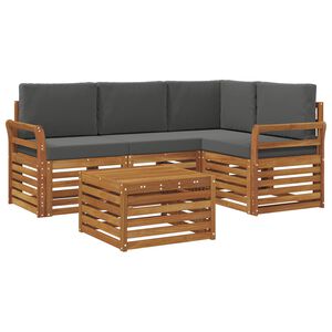 vidaXL Set vanjskih sofa s jastukom 5 pcs Prirodna i antracit