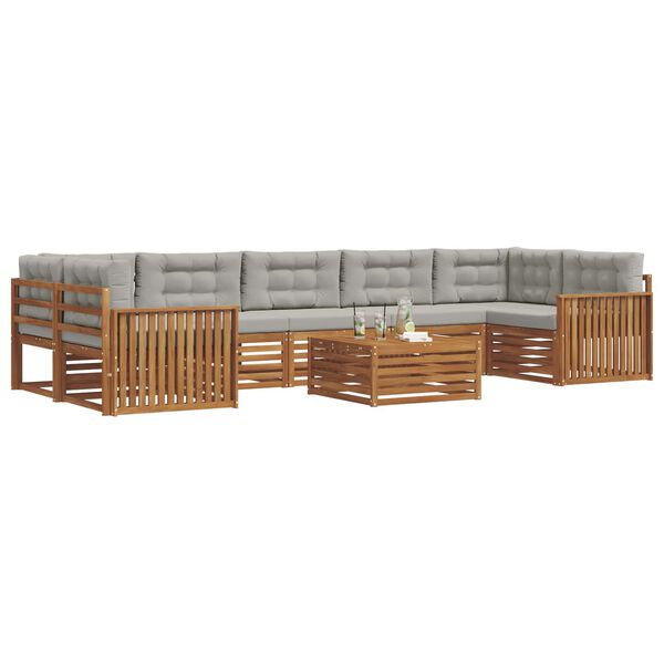 vidaXL Set vanjskih sofa s jastukom 8 pcs Prirodna i svijetlo siva
