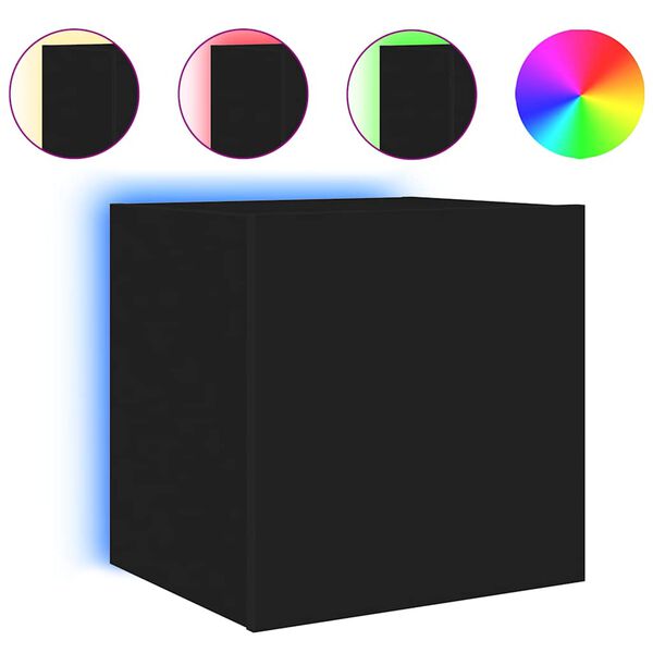 vidaXL Zidni TV ormarić s LED svjetlima crni 40,5 x 35 x 40 cm