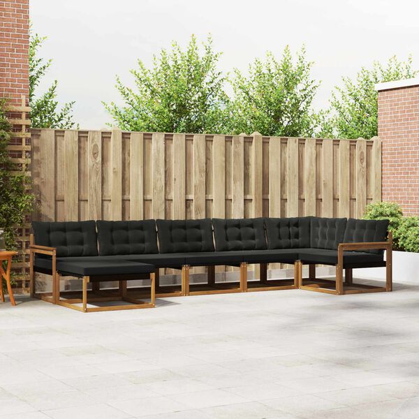 vidaXL Set vanjskih sofa 21 pcs Prirodna i crna Čvrsto drvo akacije