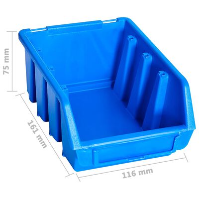 vidaXL 96-dijelni set kutija za pohranu sa zidnim pločama plavi
