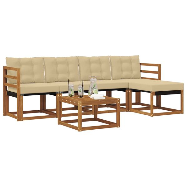 vidaXL Set vanjskih sofa s jastukom 6 pcs Prirodna i bež