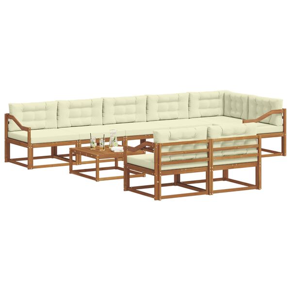vidaXL Set vanjskih sofa s jastukom 9 pcs Prirodna i krem