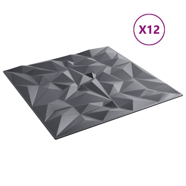 vidaXL Zidne panele 12 pcs Ametist siva 50 x 50 cm XPS pjena