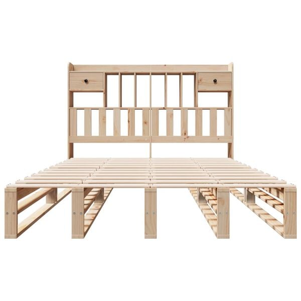 vidaXL Krevet s regalom za knjige bez madraca 160x200 cm od borovine