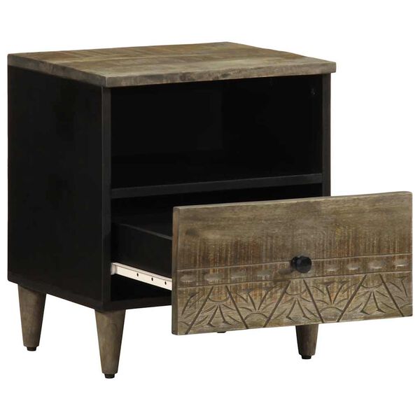 vidaXL Noćni ormarić svijetlo sivi 40x33x46 cm Puno drvo Mango