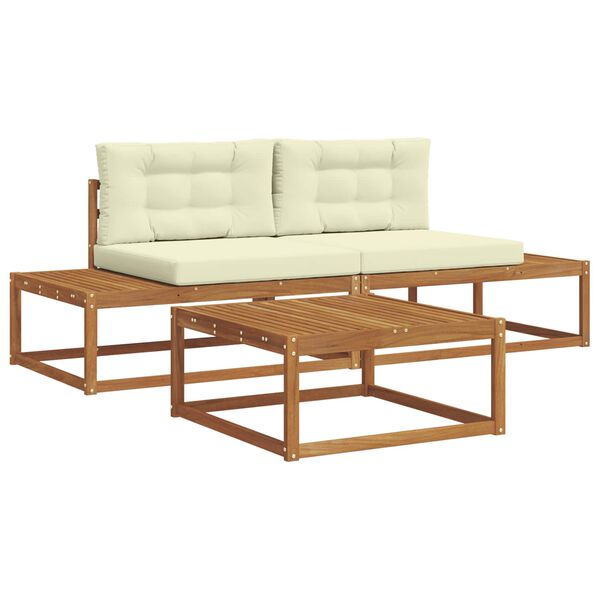 vidaXL Set vanjskih sofa s jastukom 3 Komad Prirodna i krem