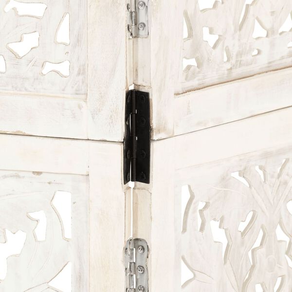 vidaXL Sobna pregrada s 3 panela bijela 120x165 cm masivno drvo manga