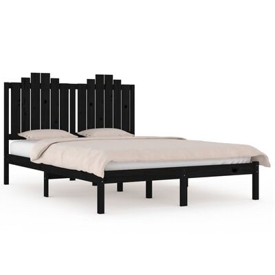 vidaXL Okvir za krevet od masivne borovine crni 150x200 cm bračni