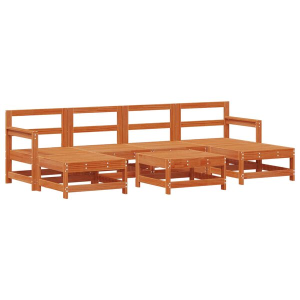 vidaXL Set lounge namje&scaron;taja za vrt 7 pcs Vosak Smeđa Masivna borovina