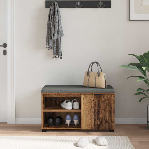 vidaXL Klupa za hodnik s jastukom Staro drvo 80 x 38 x 46 cm