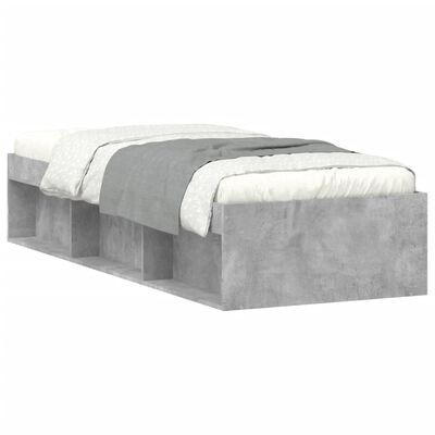 vidaXL Okvir kreveta boja betona 75 x 190 cm mali za jednu osobu