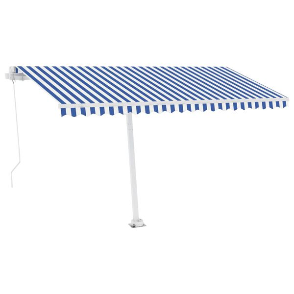 vidaXL Samostojeća tenda na ručno uvlačenje 450 x 350 cm plavo-bijela