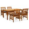 3058088 vidaXL 5 Piece Garden Dining Set with Cushions Solid Acacia Wood (45962+2x312130)
