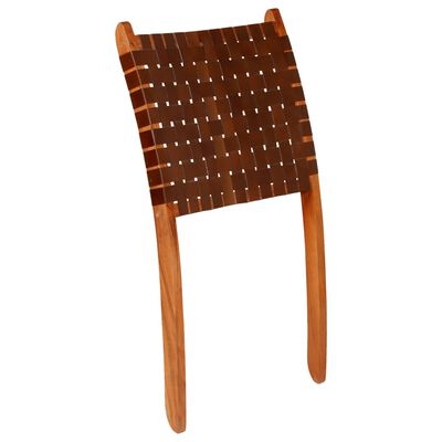 vidaXL Sklopiva stolica od prave kože smeđa