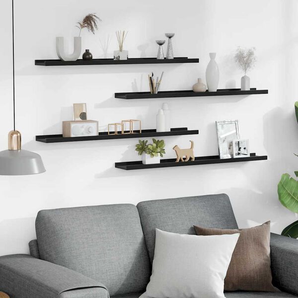 vidaXL Zidne police 4 kom crne 80 x 9 x 3 cm