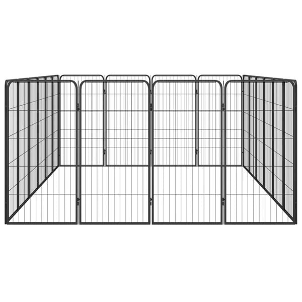 vidaXL Ograda za pse s 20 panela crna 50 x 100 cm čelik obložen prahom