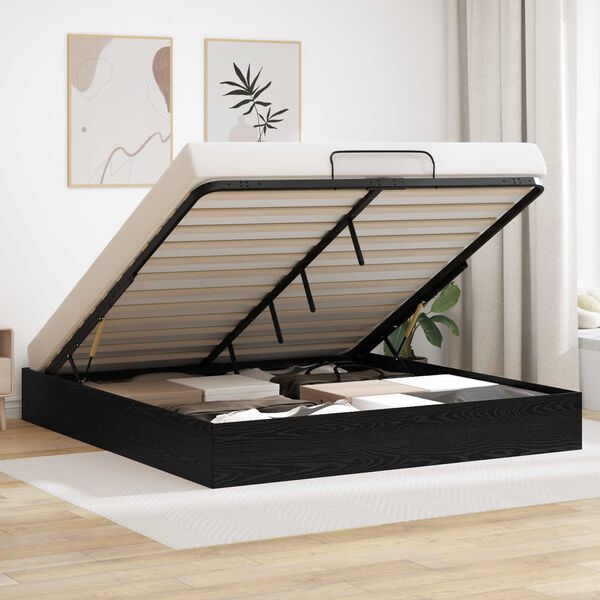 vidaXL Otomanski krevet s pohranom Crni Hrast 203 x 160 x 25 cm