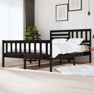 vidaXL Okvir za krevet od masivnog drva crni 150 x 200 cm 5FT King