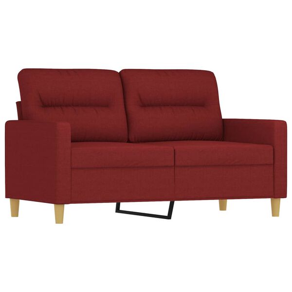 vidaXL 3-dijelni set sofa s jastucima crvena boja vina od tkanine