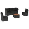 vidaXL 6-dijelni set vrtnih sofa s jastucima crni od poliratana