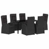 vidaXL Vrtni set za objed s jastukom 7 pcs Crna poliratan