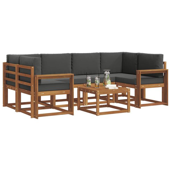 vidaXL Set vanjskih sofa s jastukom 7 pcs Prirodna i antracit