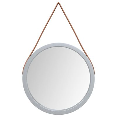 vidaXL Zidno ogledalo s trakom srebrno Ø 35 cm