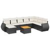vidaXL 9-dijelni set vrtnih sofa s jastucima crni od poliratana