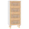 vidaXL Komoda bijela 40 x 30 x 90 cm masivna borovina i prirodni ratan
