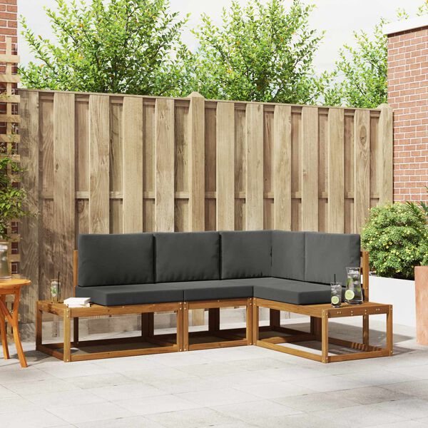 vidaXL Set vanjskih sofa s jastukom 4 Komad Prirodna i antracit