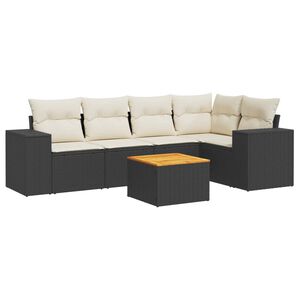 vidaXL 6-dijelni set vrtnih sofa s jastucima crni od poliratana