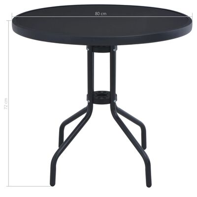 vidaXL Vrtni stol crni 80 cm od čelika i stakla