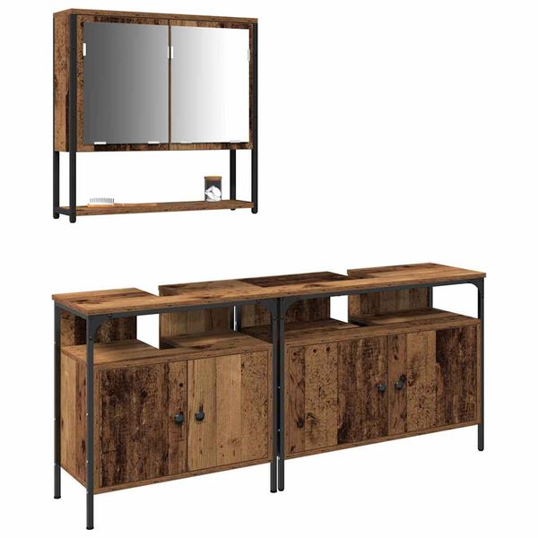 vidaXL Set namje&scaron;taja za kupaonicu Zidne 3 pcs Smeđa Konstruirano drvo