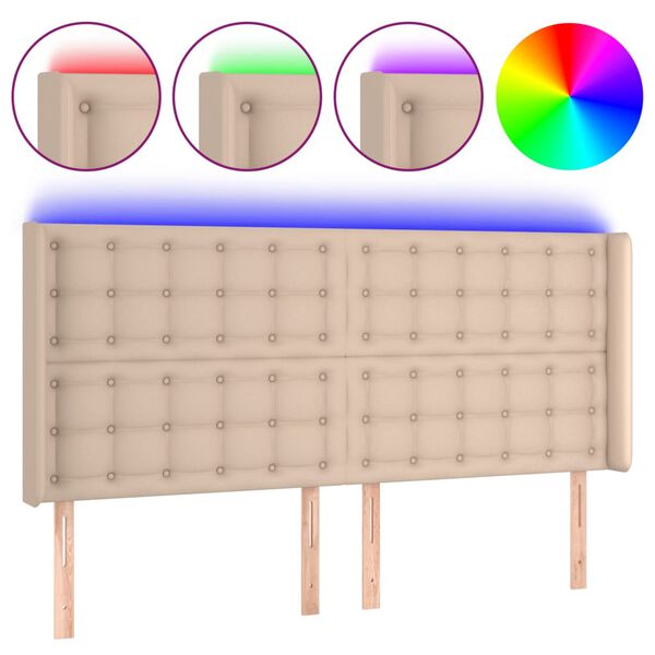 vidaXL LED uzglavlje boja cappuccina 163x16x118/128cm od umjetna koža