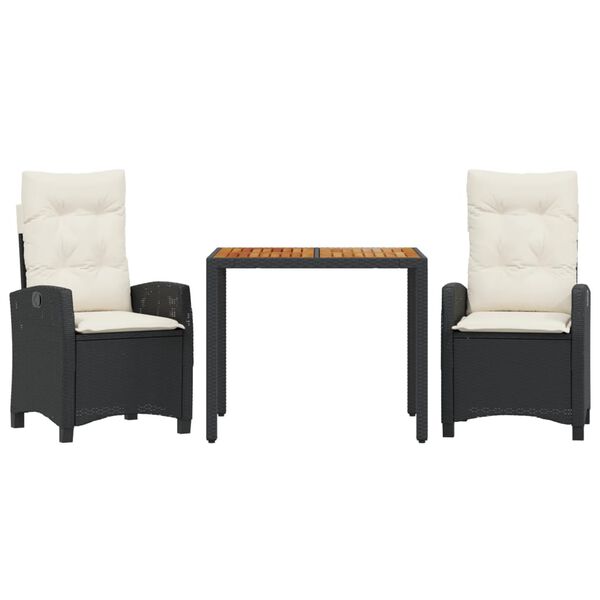 vidaXL 5-dijelni vrtni blagovaonski set s jastucima od poliratana crni