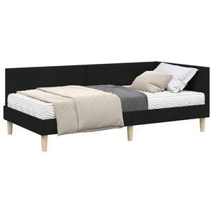 vidaXL Kutni krevetni okvir s madracem Ostalo 2 pcs Zelena tkanina