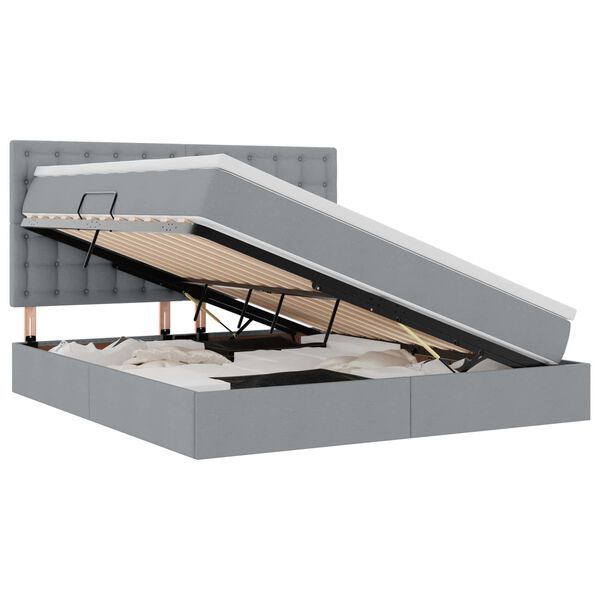 vidaXL Krevet s prostorom za pohranu s LED-om Svijetlo siva Poliester