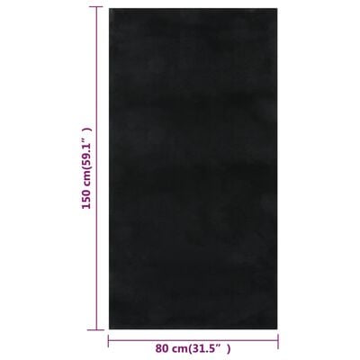 vidaXL Perivi mekani pahuljasti tepih 80 x 150 cm protuklizni crni