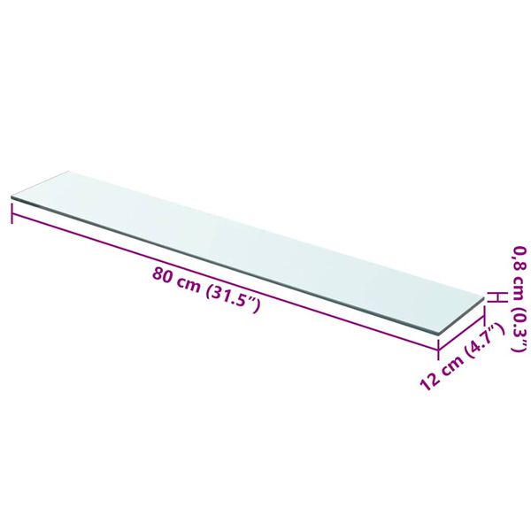vidaXL Ploča za police staklo prozirna 80 x 12 cm
