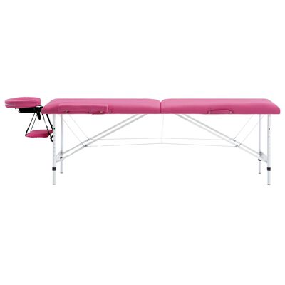 vidaXL Sklopivi stol za masažu s 2 zone aluminijski ružičasti