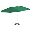 vidaXL Vanjski suncobran s aluminijskim stupom 460 x 270 cm zeleni