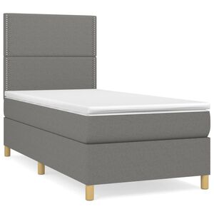 vidaXL Krevet s oprugama i madracem tamnosivi 90 x 190 cm od tkanine