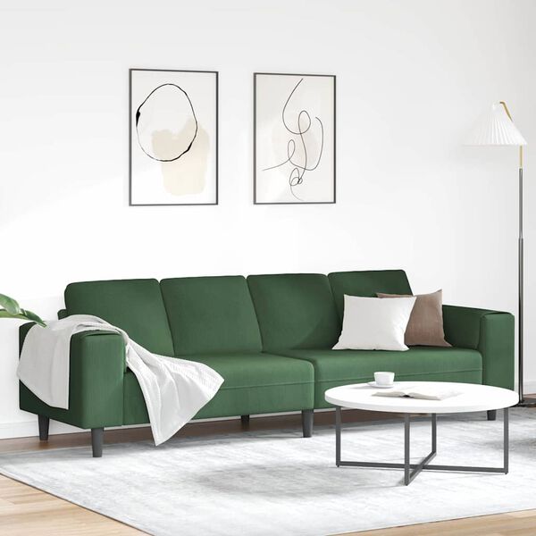 vidaXL Sofa s jastukom Tamnozelena 250 x 77 x 76 cm Kordura tekstil