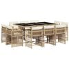 vidaXL 11-dijelni vrtni blagovaonski set od poliratana s jastucima bež
