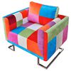 vidaXL Kockasta Fotelja s Kromiranim Nogama Patchwork Dizajn Tkanina