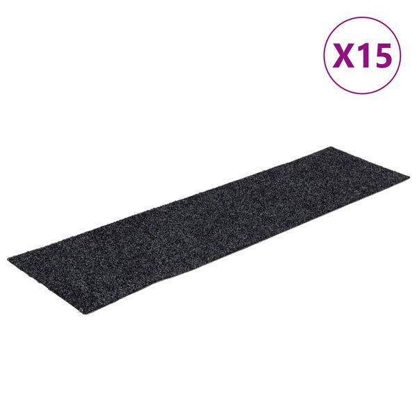 vidaXL Prostirke za stepenice samoljepljive 15 kom 76x20 cm tamnosive pravokutne