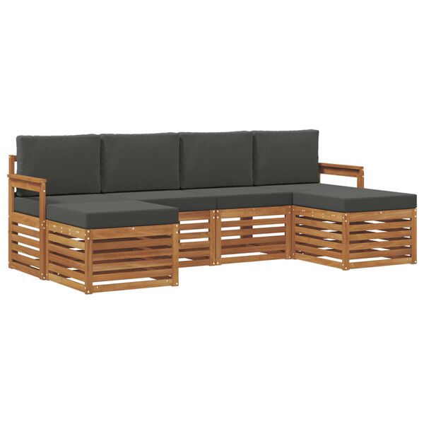 vidaXL Setovi sofa 6 pcs Prirodna i antracit Čvrsto drvo akacije