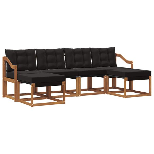 vidaXL Set vanjskih sofa s jastukom 6 pcs Prirodna i crna